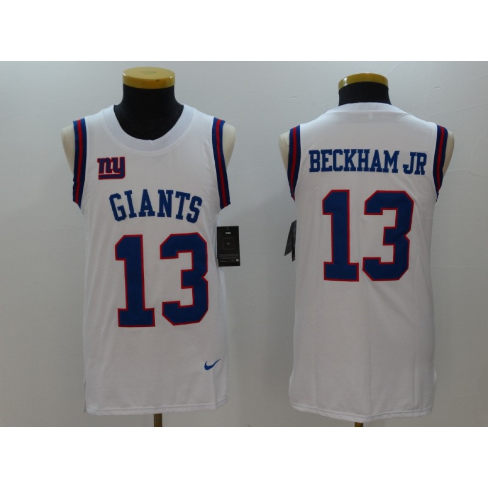 Men's New York Giants #13 Odell Beckham Jr White Limited Tank Top Jersey