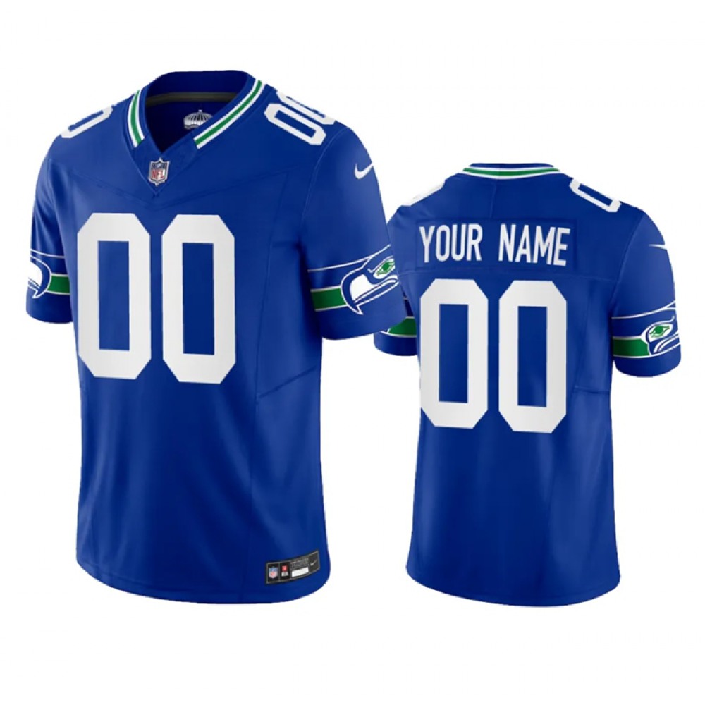 Men's Seattle Seahawks Active Player Custom Royal 2023 F.U.S.E. Vapor Limited Throwback Stitched Jersey