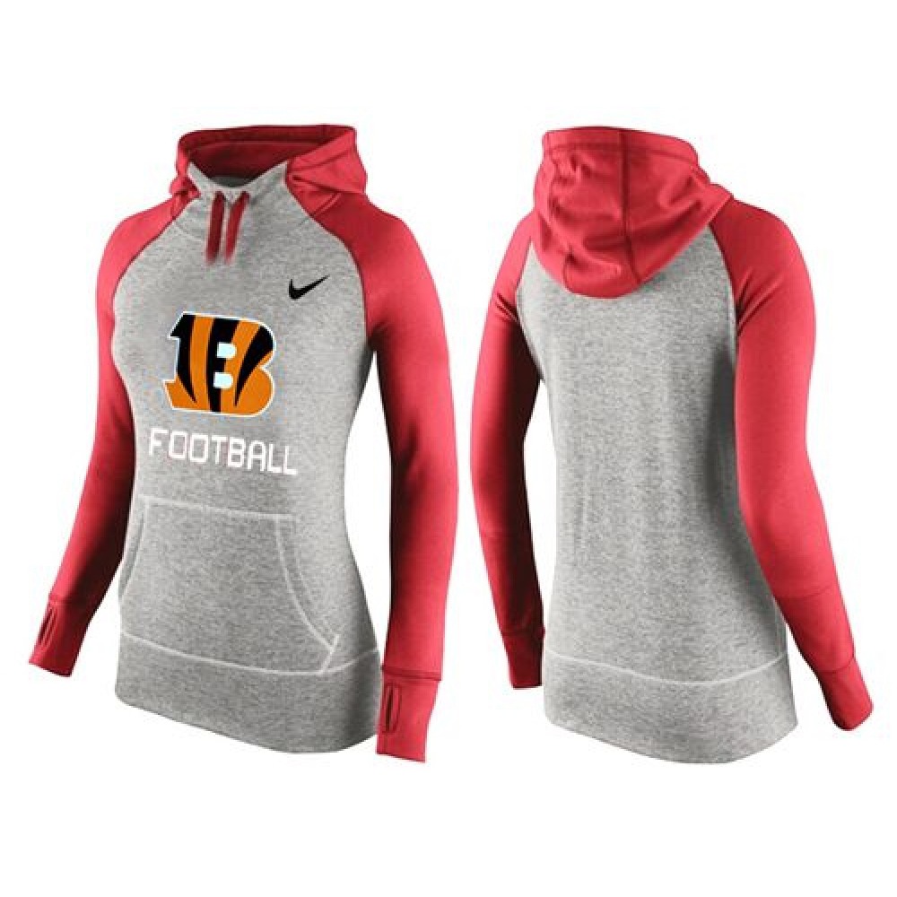 Women'sCincinnati Bengals Performance Hoodie Grey & Red_1