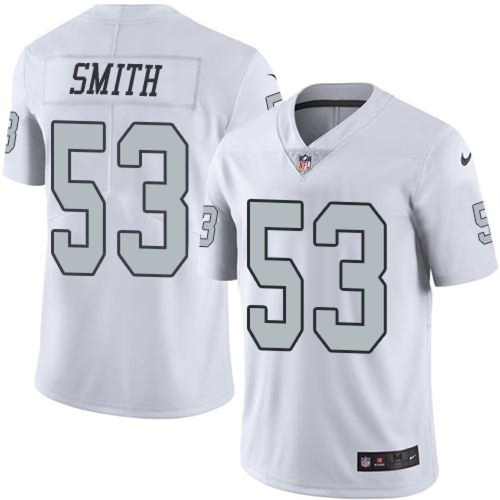 Raiders #53 Malcolm Smith White Men's Stitched NFL Limited Rush Jersey