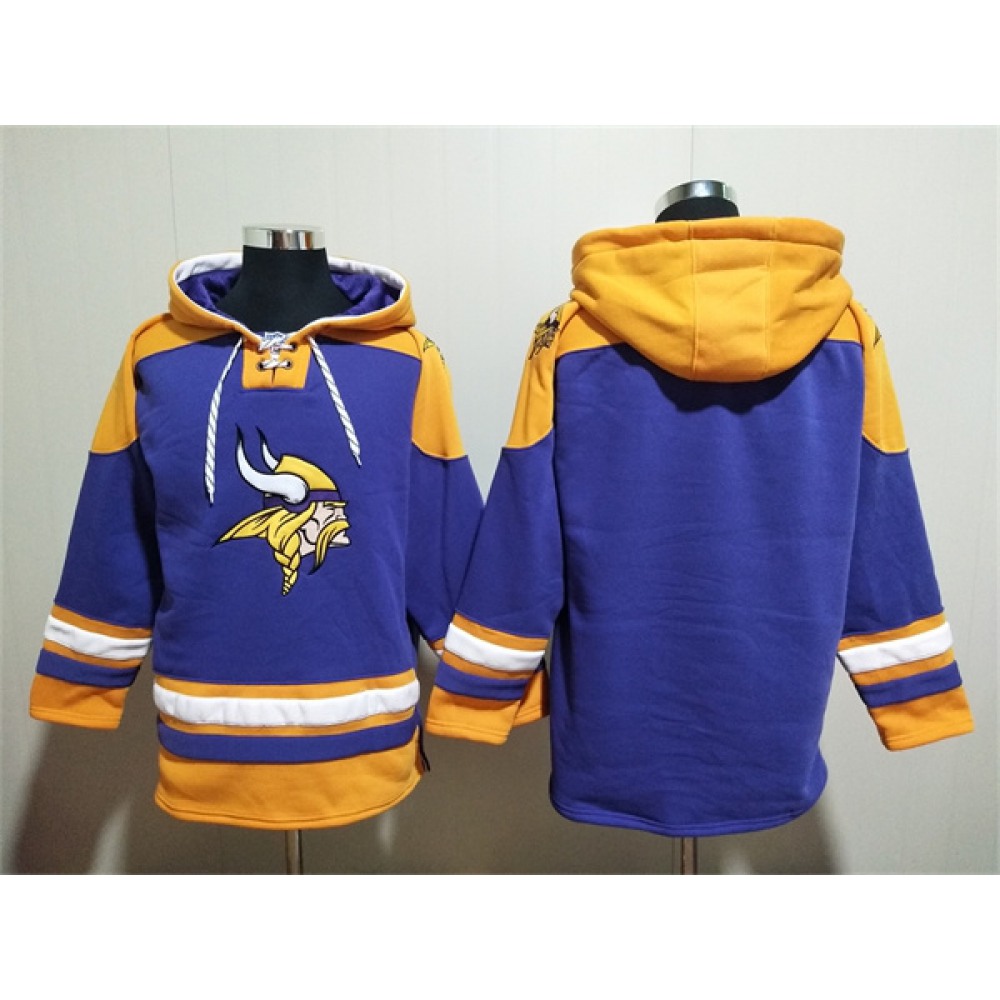 Men's Minnesota Vikings Blank Purple/Yellow Ageless Must-Have Lace-Up Pullover Hoodie