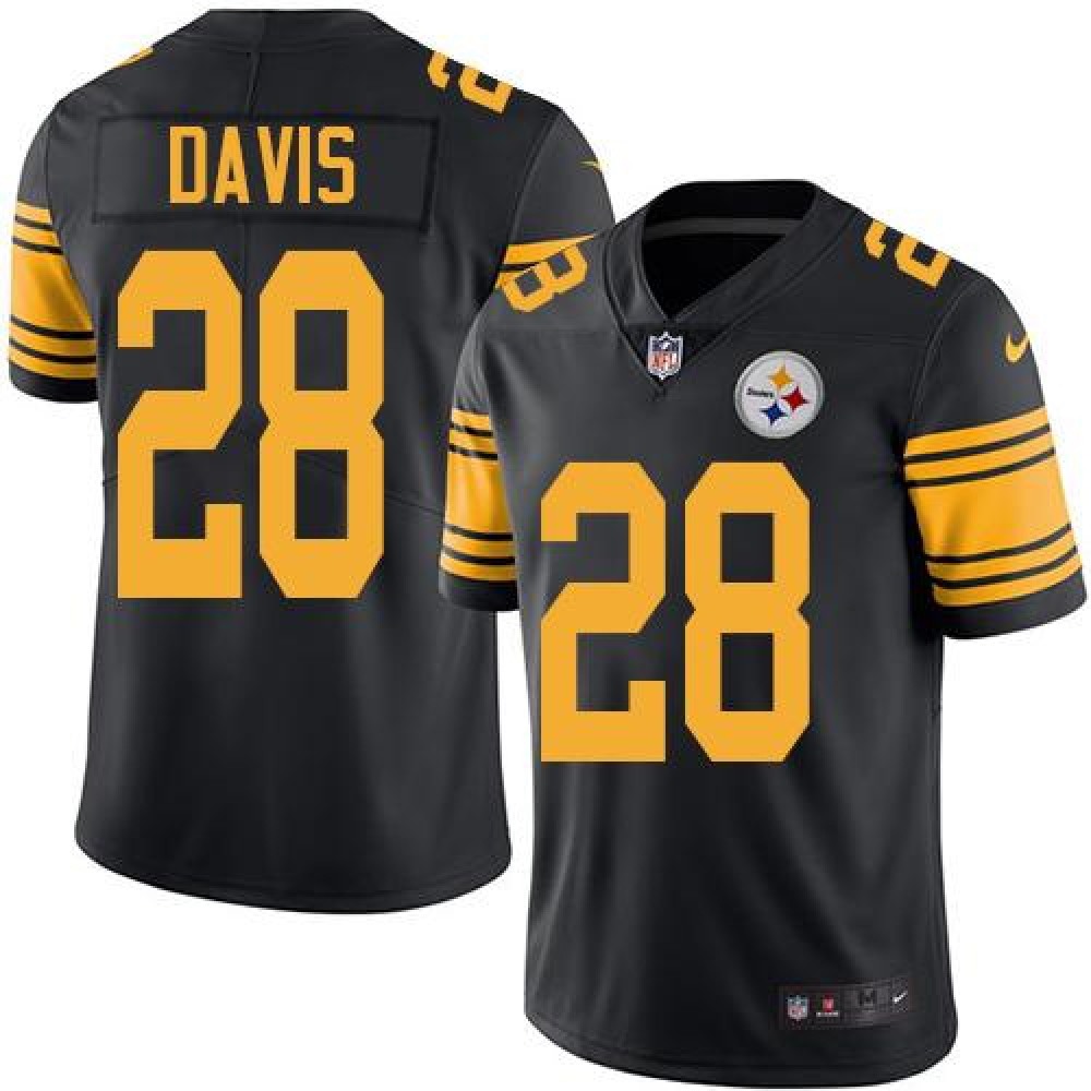 Steelers #28 Sean Davis Black Men's Stitched NFL Limited Rush Jersey