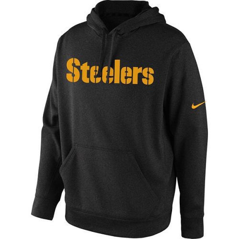 Men's Pittsburgh SteelersBlack KO Wordmark Performance Hoodie