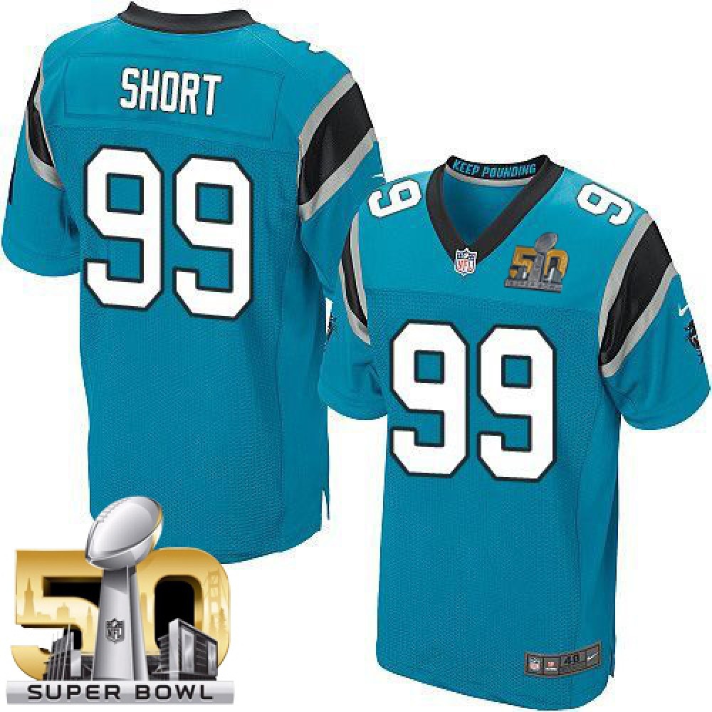 Panthers #99 Kawann Short Blue Alternate Super Bowl 50 Men's Stitched NFL Elite Jersey