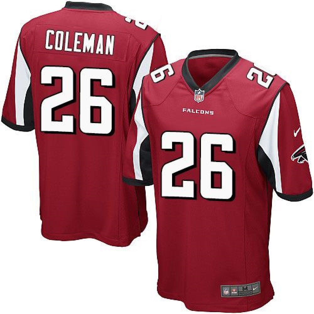Falcons #26 Tevin Coleman Red Team Color Youth Stitched NFL Elite Jersey