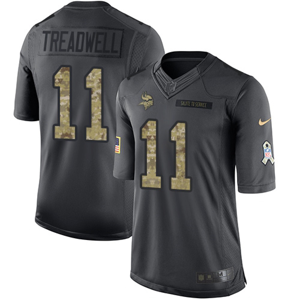Vikings #11 Laquon Treadwell Black Youth Stitched NFL Limited 2016 Salute To Service Jersey