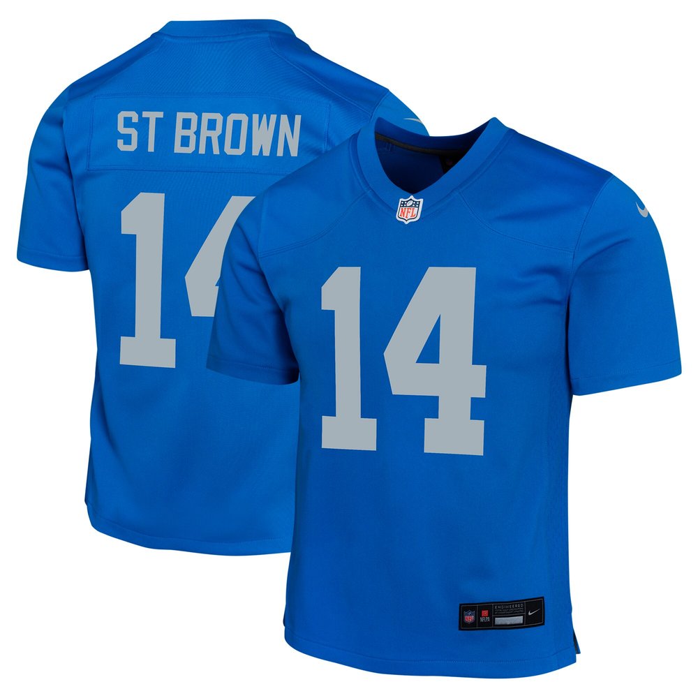 Youth Detroit Lions #14 Amon-Ra St. BrownBlue Alternate Game Jersey