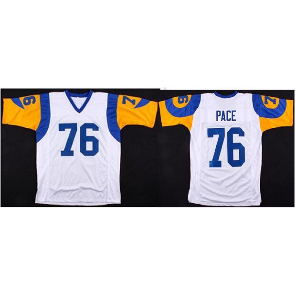 Men's Los Angeles Rams #76 Orlando Pace White Throwback Stitched NFL Jersey