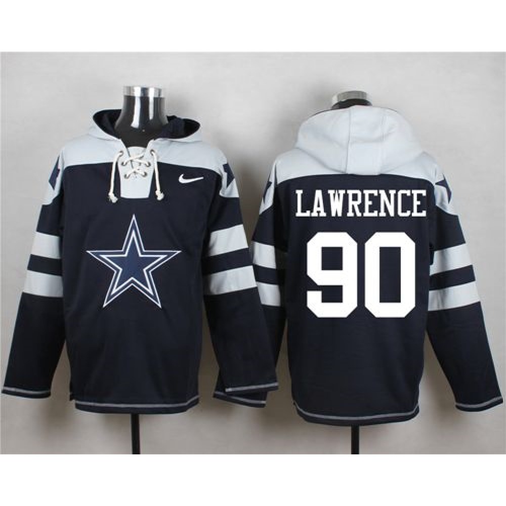 Cowboys #90 Demarcus Lawrence Navy Blue Player Pullover NFL Hoodie