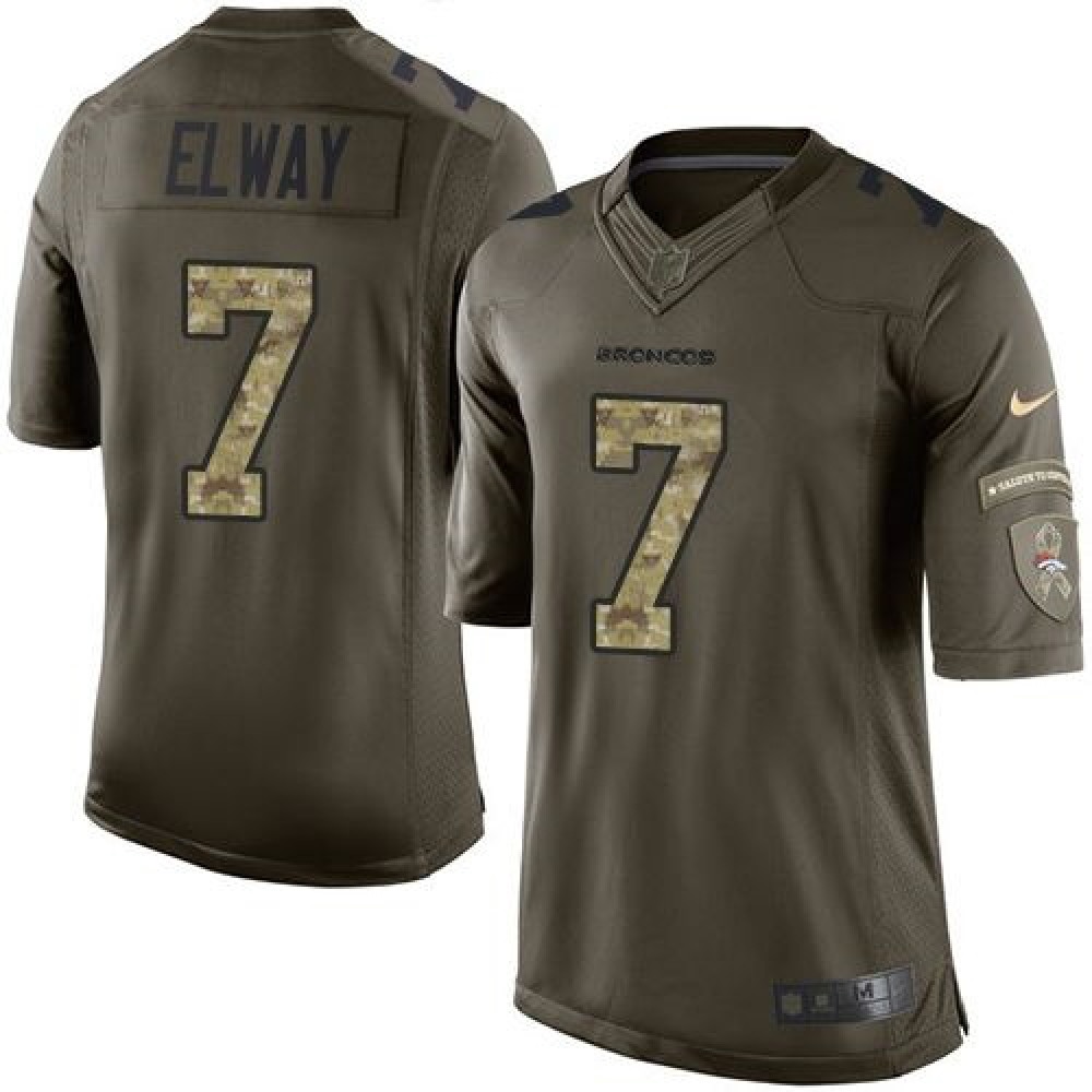 Broncos #7 John Elway Green Youth Stitched NFL Limited Salute to Service Jersey