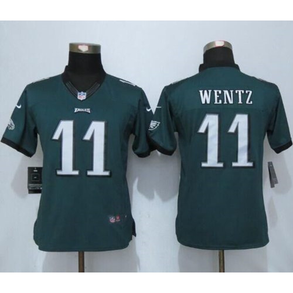 Eagles #11 Carson Wentz Midnight Green Team Color Women's Stitched NFL New Limited Jersey