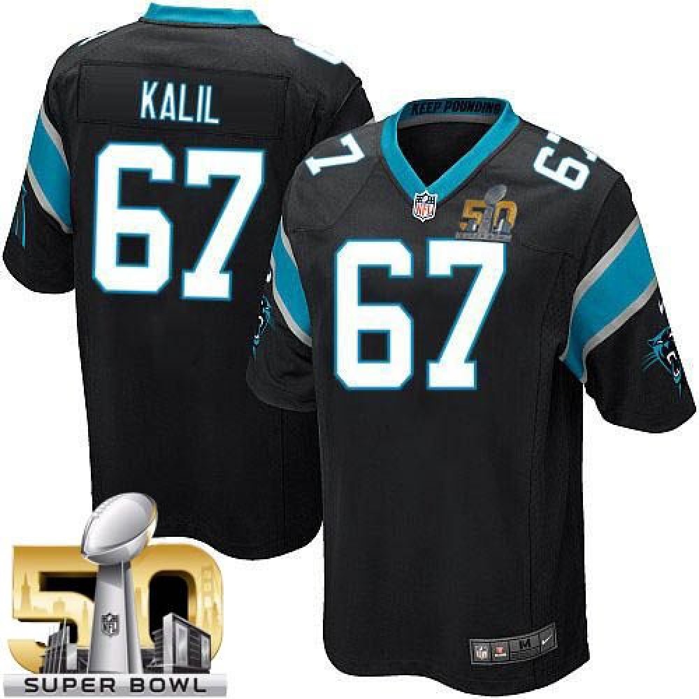 Panthers #67 Ryan Kalil Black Team Color Super Bowl 50 Youth Stitched NFL Elite Jersey