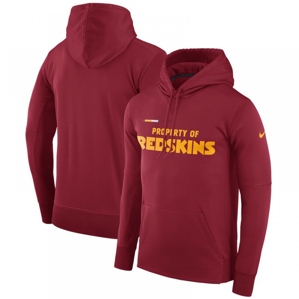 Men's Washington RedskinsBurgundy Sideline Property Of Performance Pullover Hoodie