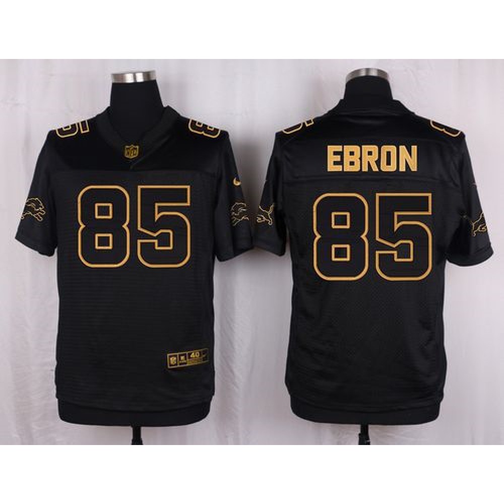 Lions #85 Eric Ebron Black Men's Stitched NFL Elite Pro Line Gold Collection Jersey