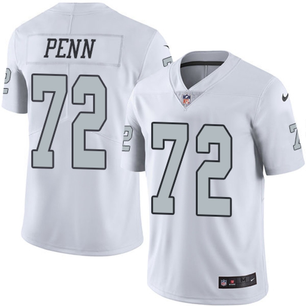 Raiders #72 Donald Penn White Men's Stitched NFL Limited Rush Jersey