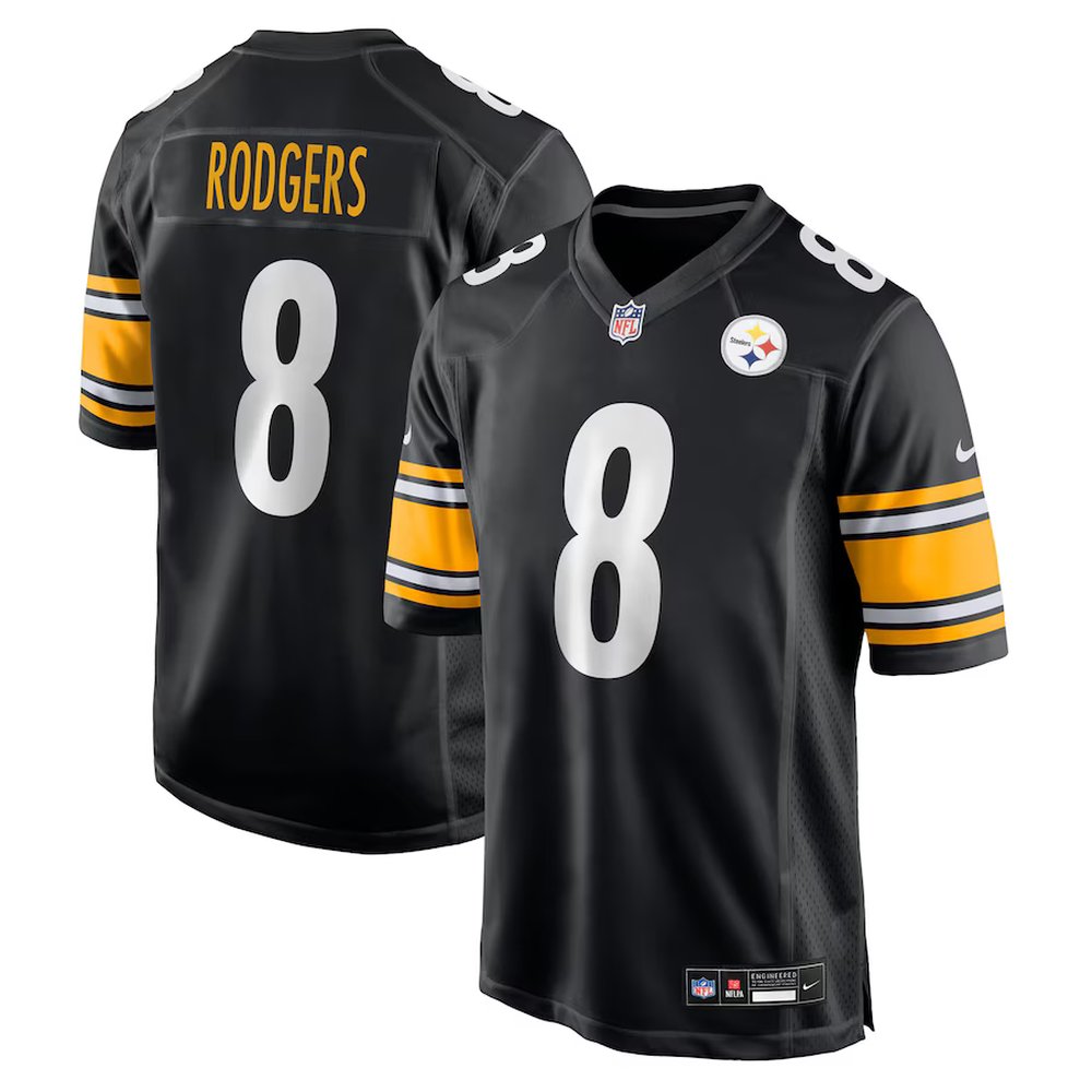 Youth Pittsburgh Steelers #8 Aaron Rodgers Black Game Jersey