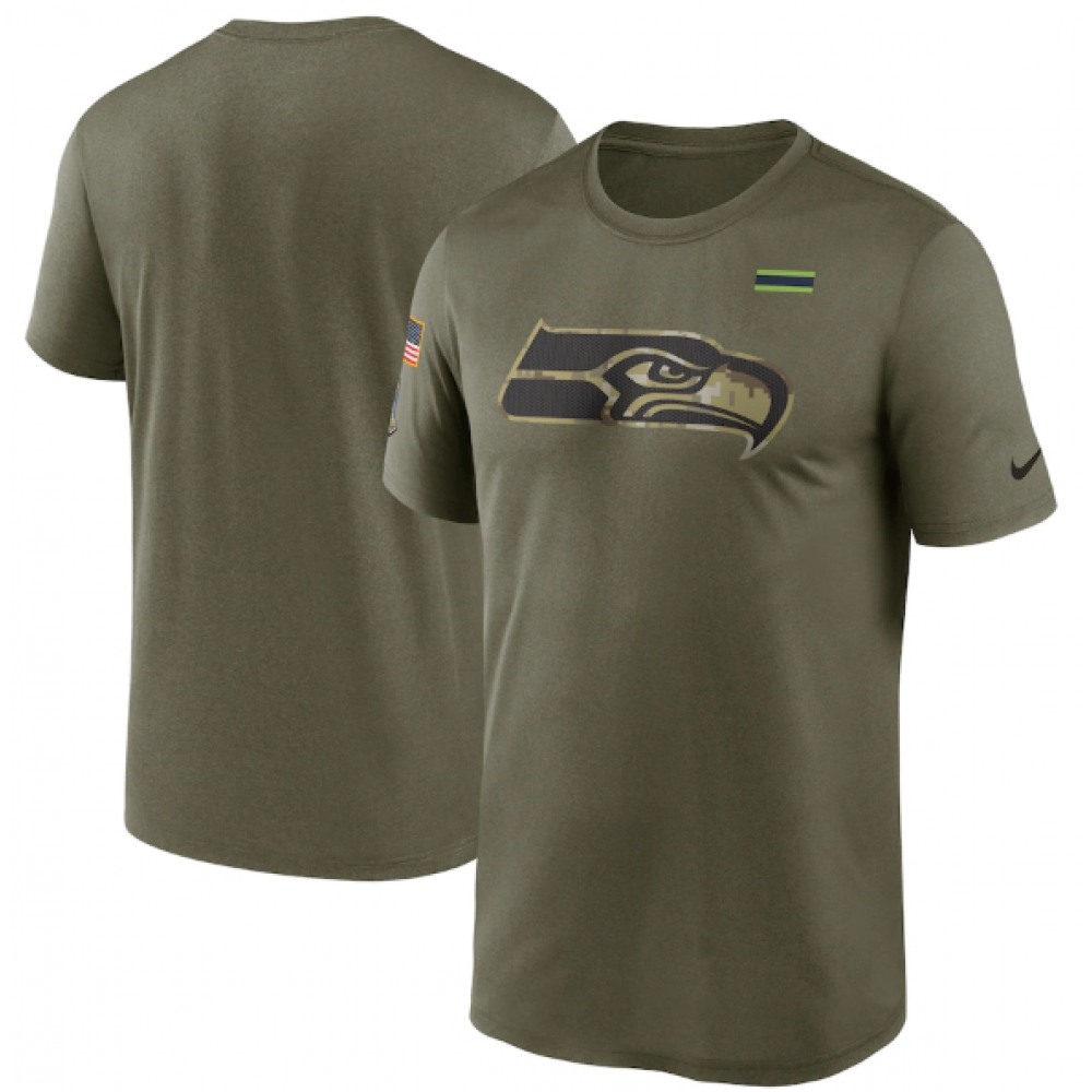 Men's Seattle Seahawks 2021 Olive Salute To Service Legend Performance T-Shirt