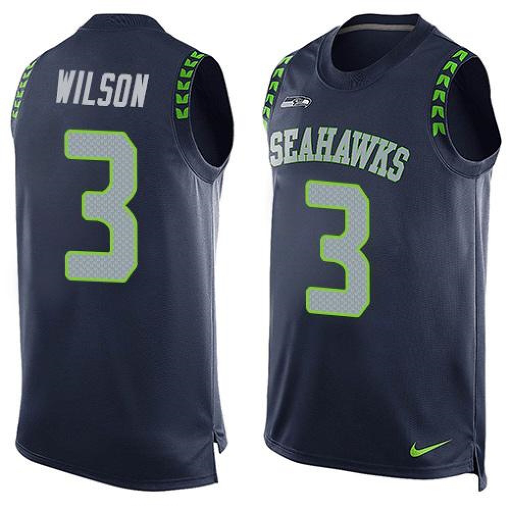 Seahawks #3 Russell Wilson Steel Blue Team Color Men's Stitched NFL Limited Tank Top Jersey
