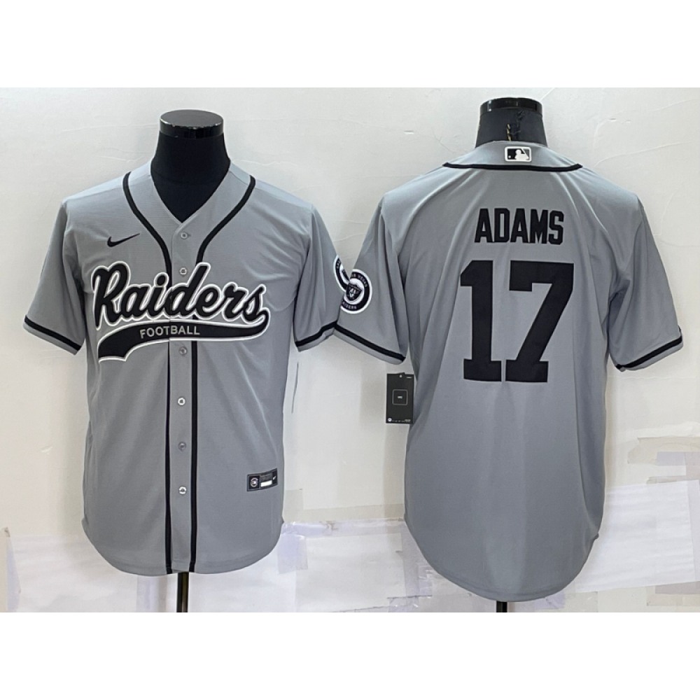 Men's Las Vegas Raiders #17 Davante Adams Grey Cool Base Stitched Baseball Jersey