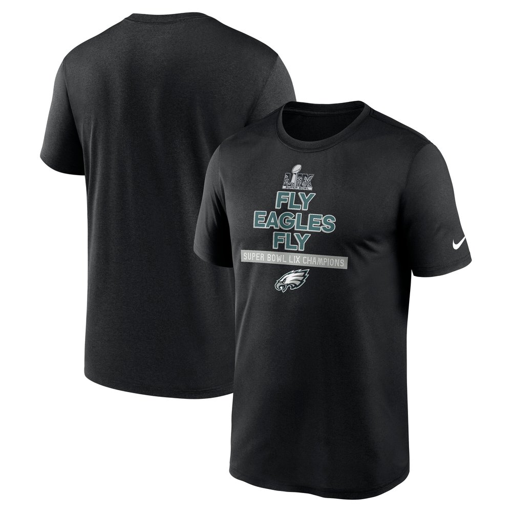 Men's Philadelphia EaglesBlack Super Bowl LIX Champions Fly Eagles Fly T-Shirt