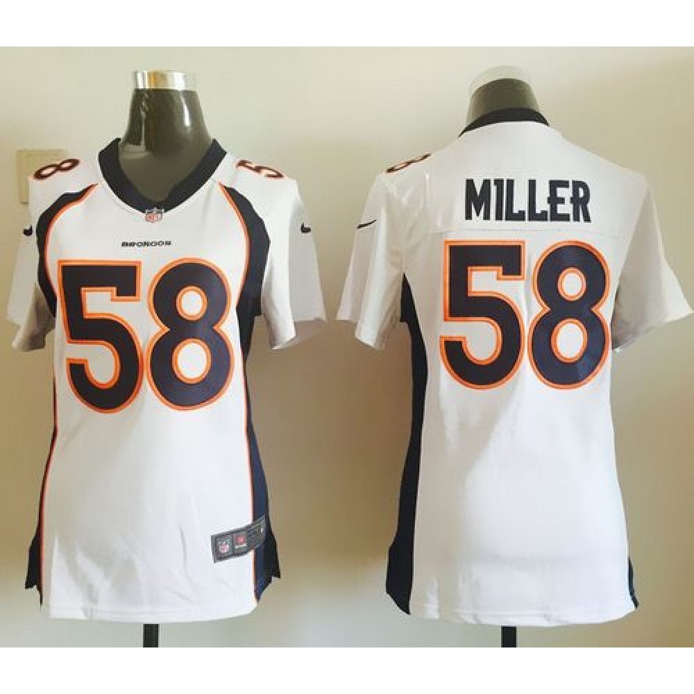 Broncos #58 Von Miller White Women's Stitched NFL Elite Jersey