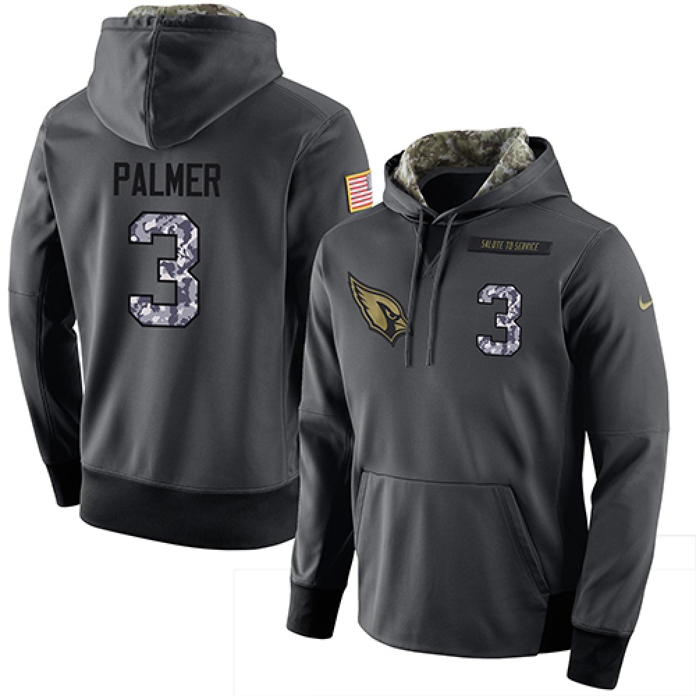 NFL Men'sArizona Cardinals #3 Carson Palmer Stitched Black Anthracite Salute to Service Player Performance Hoodie