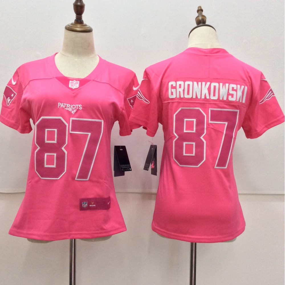 Women'sNew England Patriots #87 Rob Gronkowski Pink Limited Rush Fashion Stitched NFL Jersey