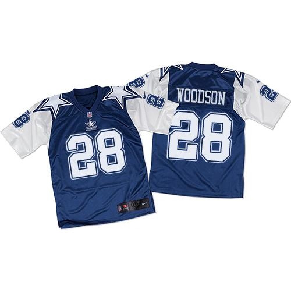 Cowboys #28 Darren Woodson Navy Blue/White Men's Stitched NFL Throwback Elite Jersey