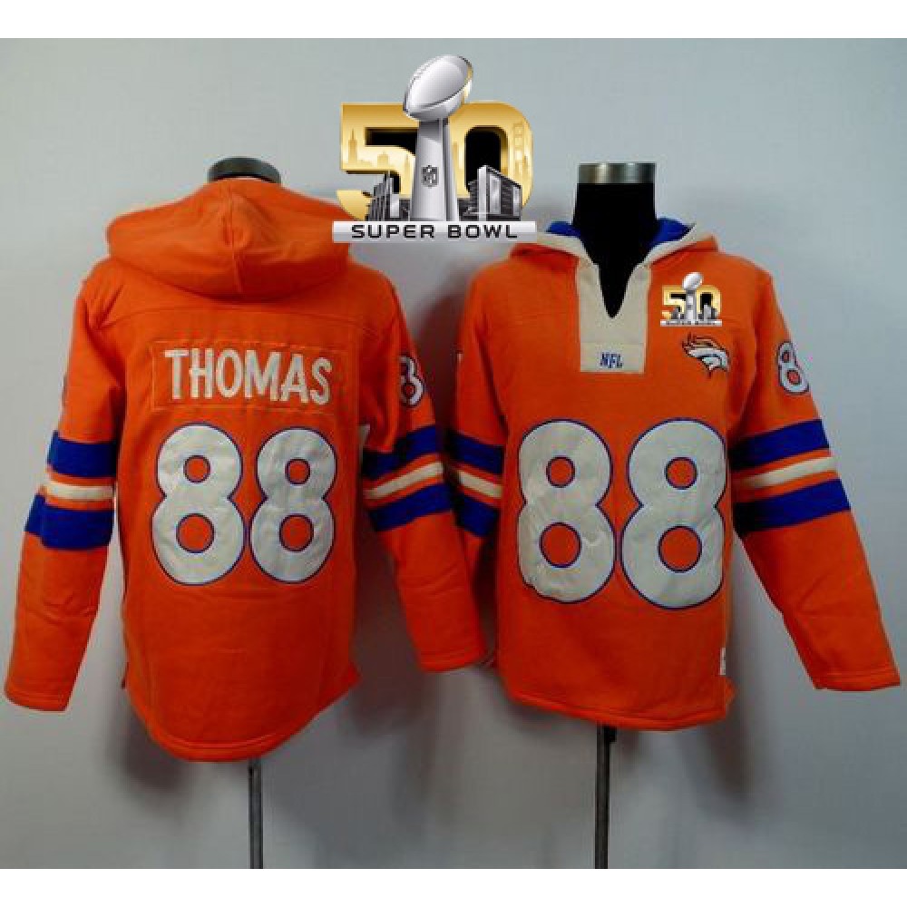 Denver Broncos #88 Demaryius Thomas Orange Super Bowl 50 Player Winning Method Pullover NFL Hoodie