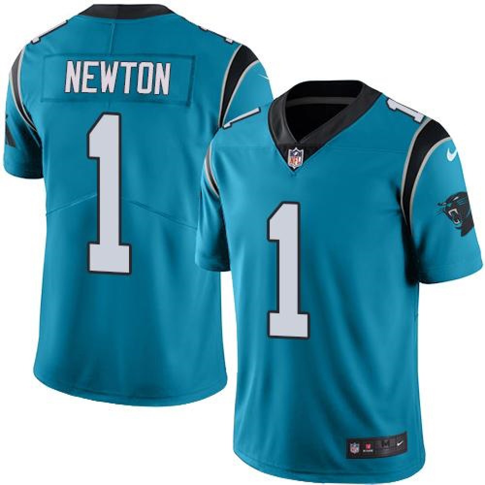 Panthers #1 Cam Newton Blue Men's Stitched NFL Limited Rush Jersey