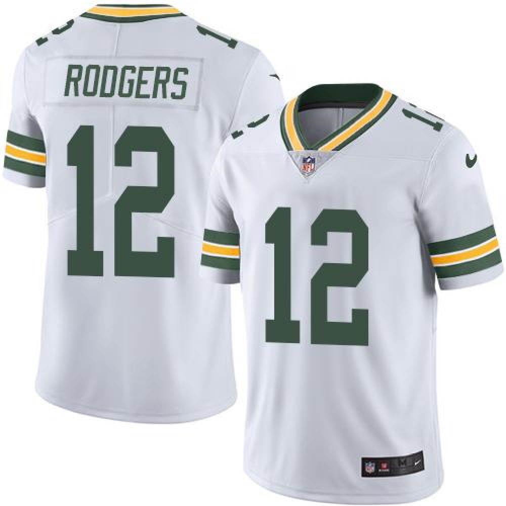 Packers #12 Aaron Rodgers White Youth Stitched NFL Limited Rush Jersey