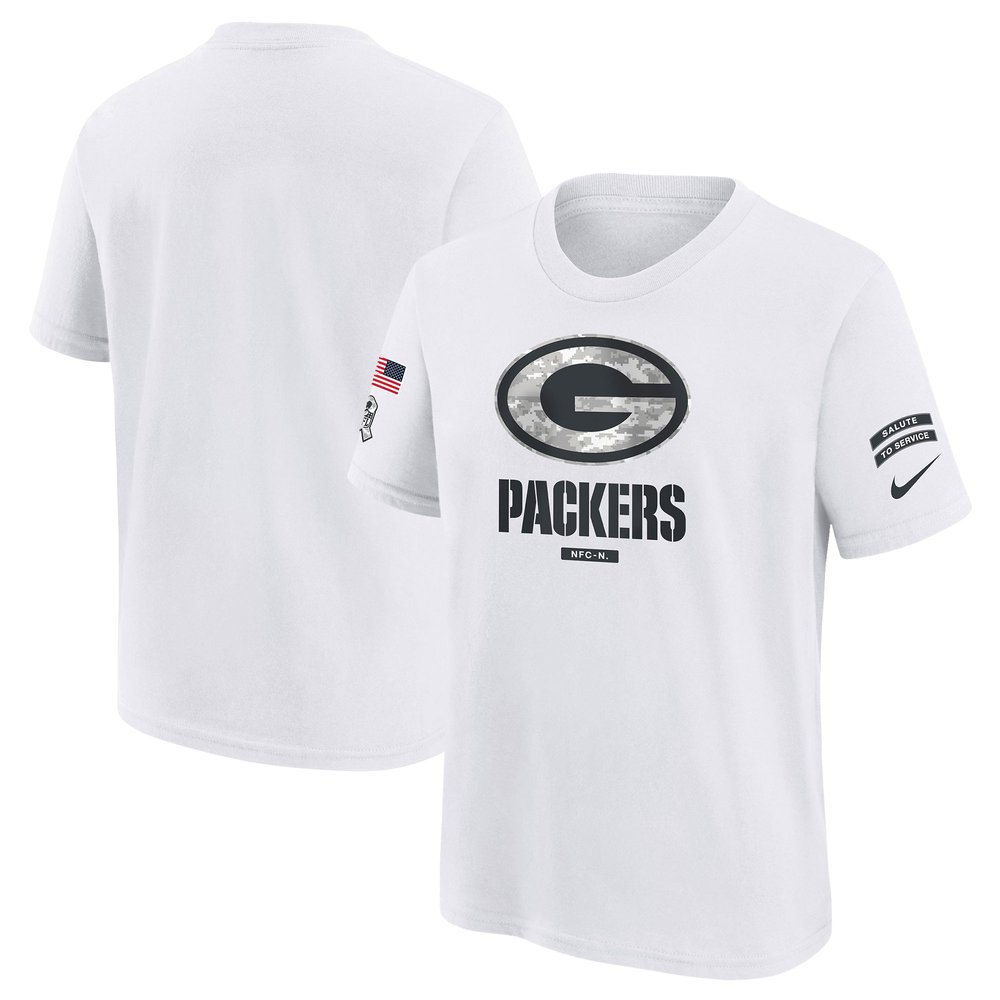 Youth Green Bay PackersWhite 2024 Salute To Service T-Shirt