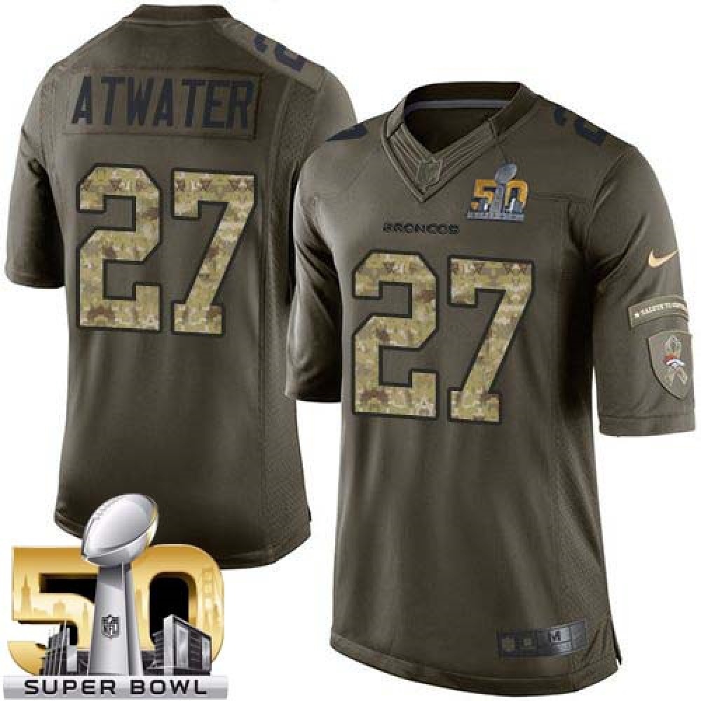 Broncos #27 Steve Atwater Green Super Bowl 50 Youth Stitched NFL Limited Salute to Service Jersey