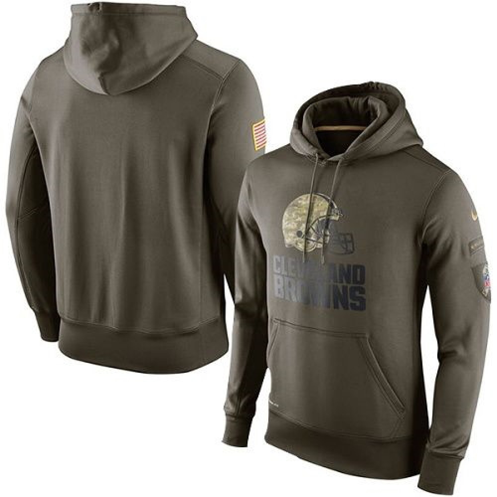 Men's Cleveland BrownsOlive Salute To Service KO Performance Hoodie