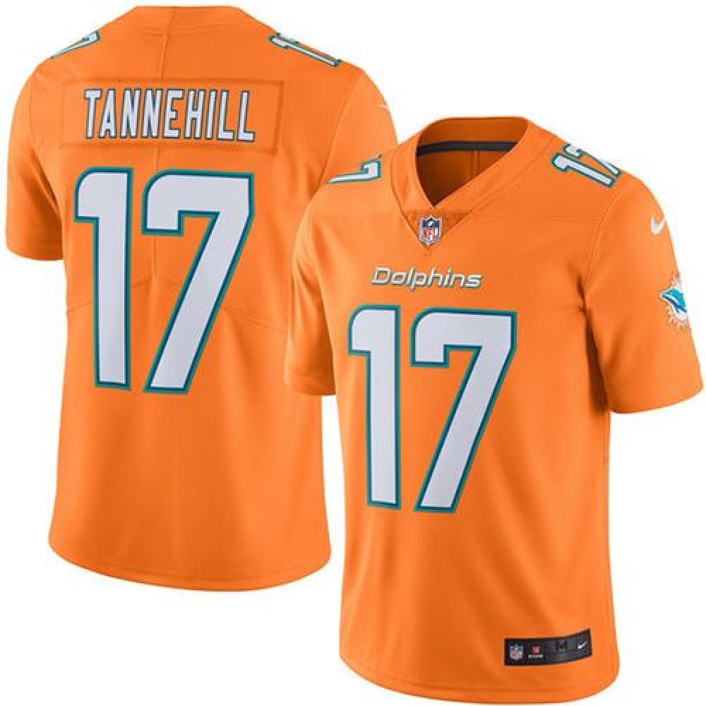 Dolphins #17 Ryan Tannehill Orange Men's Stitched NFL Limited Rush Jersey