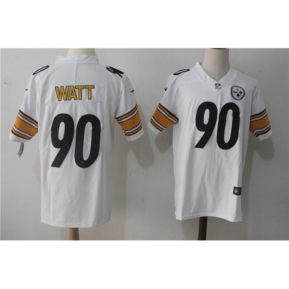 Men'sPittsburgh Steelers #90 T. J. Watt White Stitched NFL Vapor Untouchable Limited Jersey