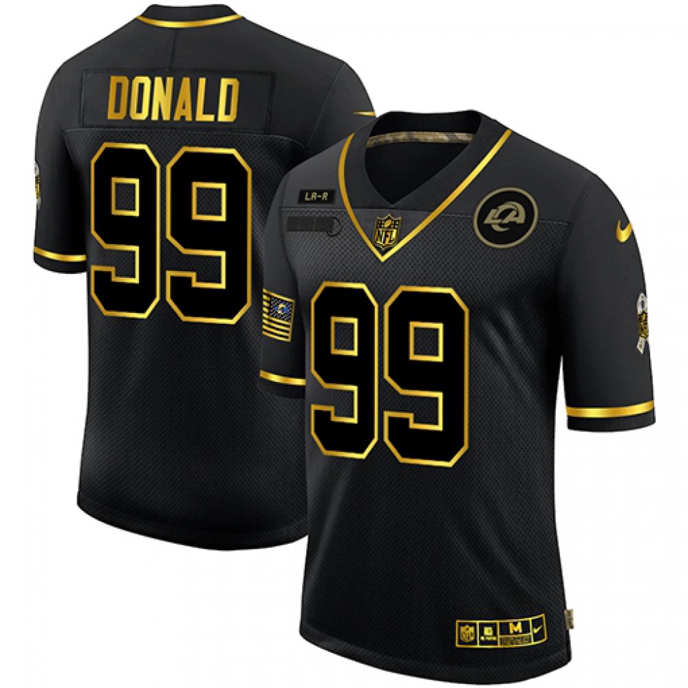 Men's Los Angeles Rams #99 Aaron Donald 2020 Black/Gold Salute To ServiceLimited Stitched Jersey