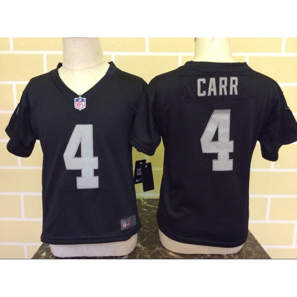 ToddlerOakland Raiders #4 Derek Carr Black Stitched NFL Jersey