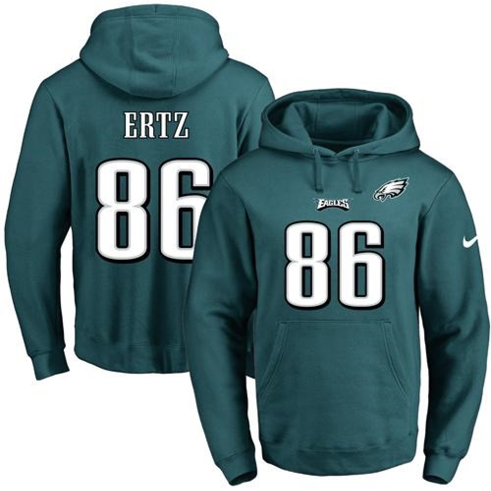 Eagles #86 Zach Ertz Midnight Green Name & Number Pullover NFL Hoodie
