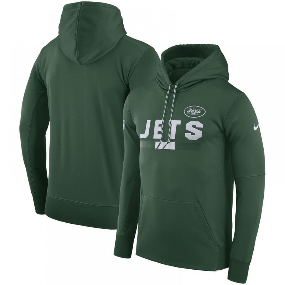Men's New York JetsGreen Sideline Team Name Performance Pullover Hoodie