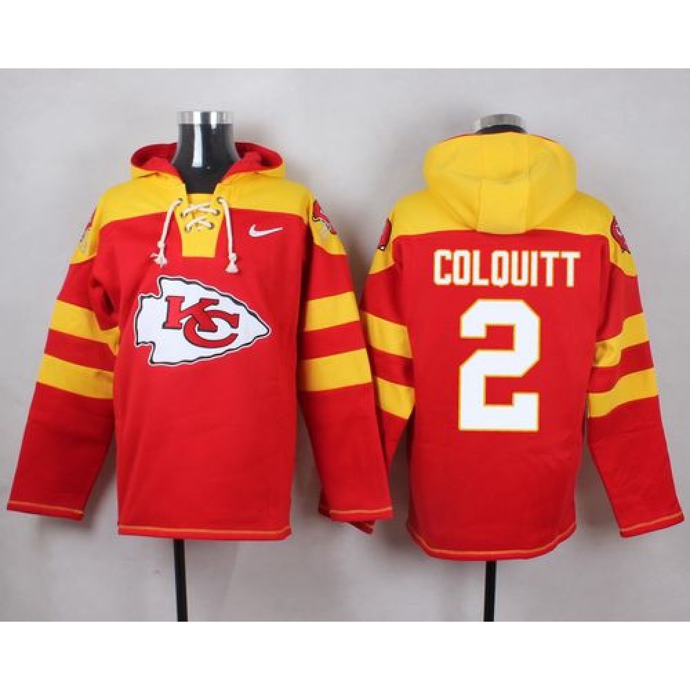 Chiefs #2 Dustin Colquitt Red Player Pullover NFL Hoodie