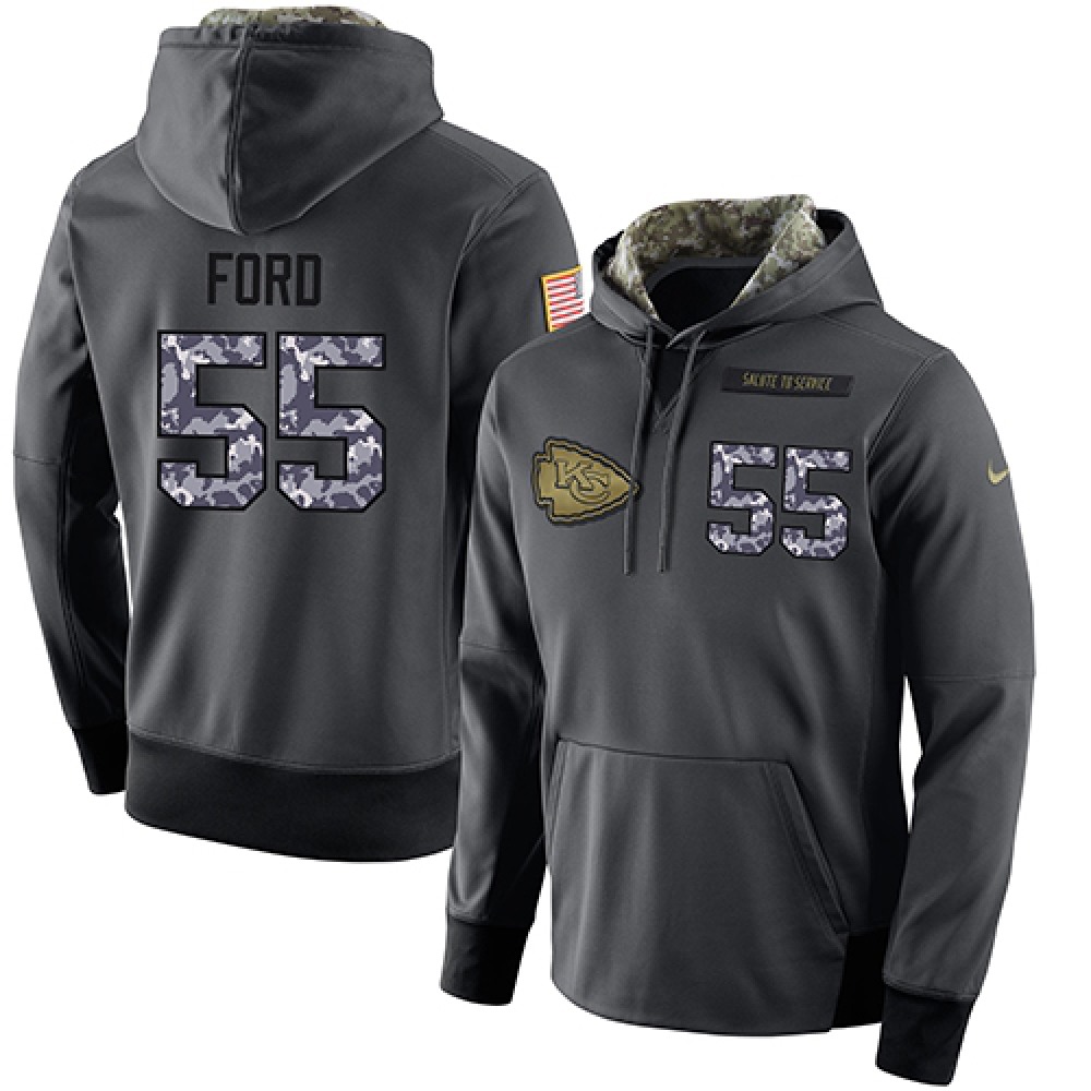 NFL Men'sKansas City Chiefs #55 Dee Ford Stitched Black Anthracite Salute to Service Player Performance Hoodie