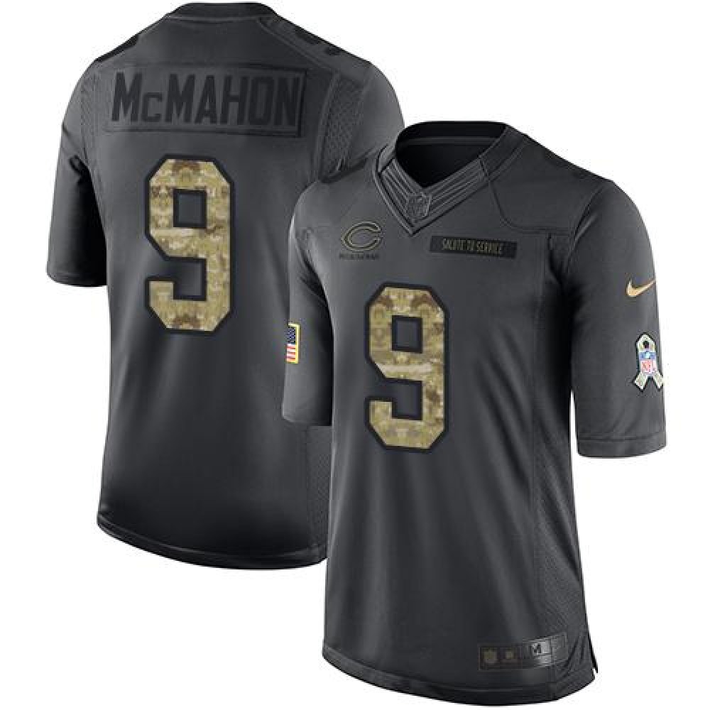 Bears #9 Jim McMahon Black Men's Stitched NFL Limited 2016 Salute to Service Jersey