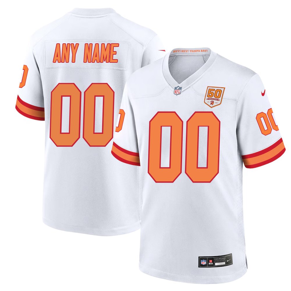 Youth '76 Tampa Bay Buccaneers Custom White Nike White 50th Season Game Jersey