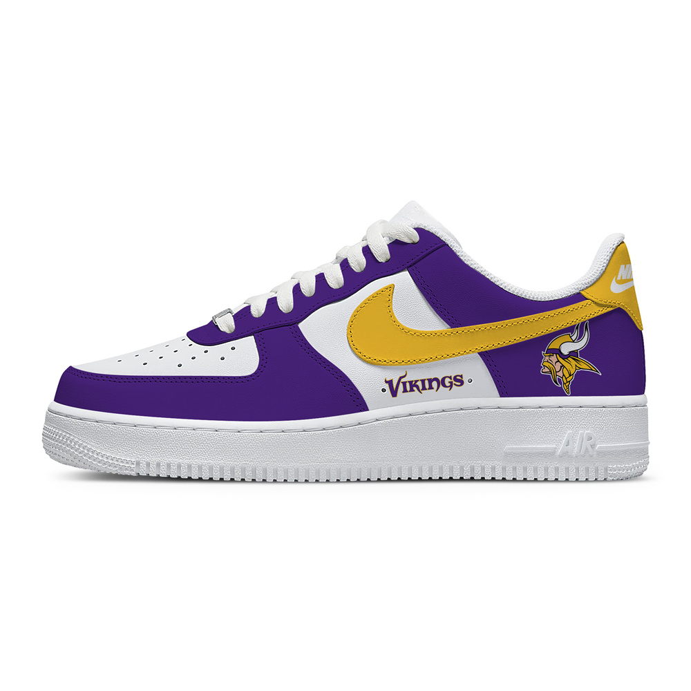 Unisex Nike x NFL Minnesota Vikings Custom Air Force 1 Low Team Sneakers