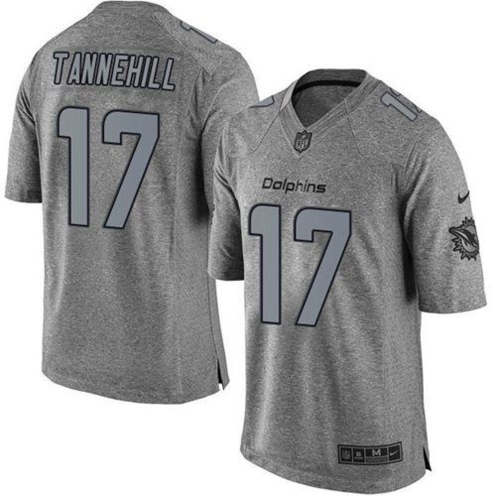 Dolphins #17 Ryan Tannehill Gray Men's Stitched NFL Limited Gridiron Gray Jersey
