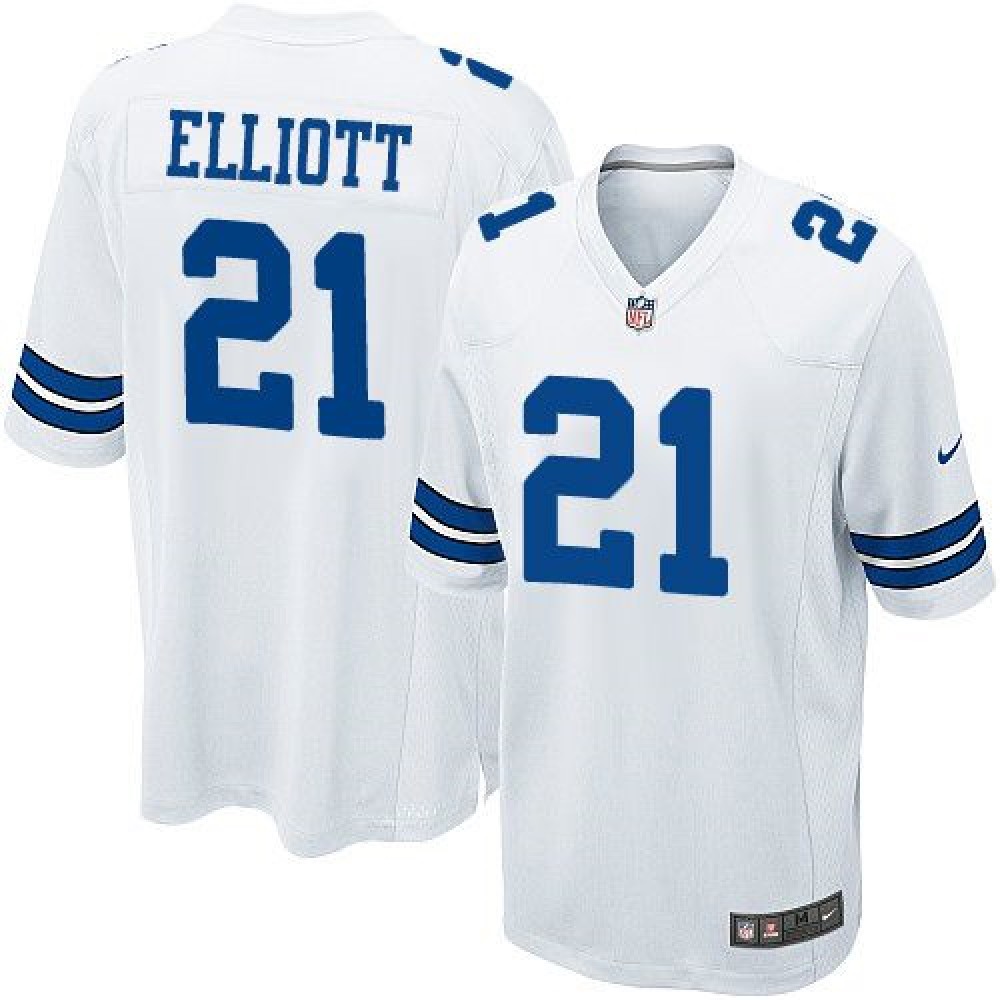 Cowboys #21 Ezekiel Elliott White Youth Stitched NFL Elite Jersey