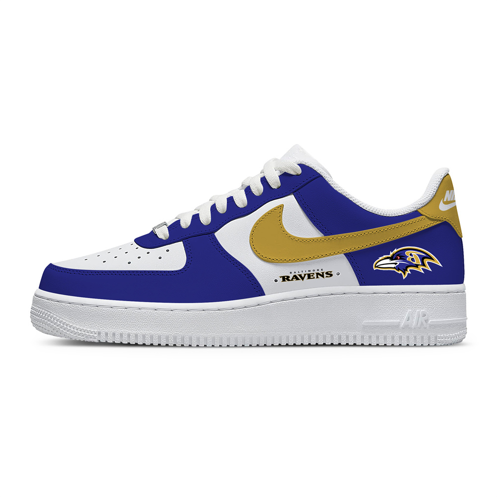 Unisex Nike x NFL Baltimore Ravens Custom Air Force 1 Low Team Sneakers