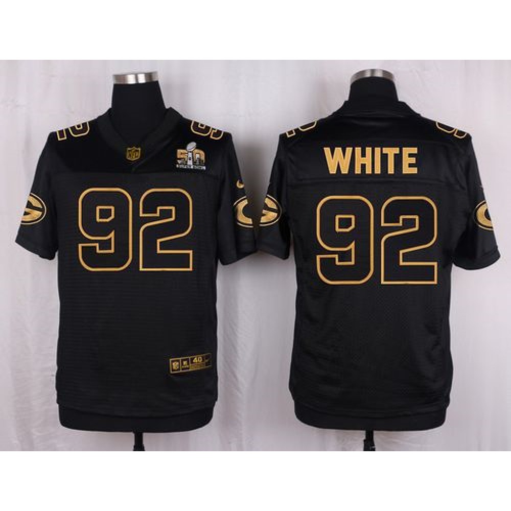 Packers #92 Reggie White Black Men's Stitched NFL Elite Pro Line Gold Collection Jersey