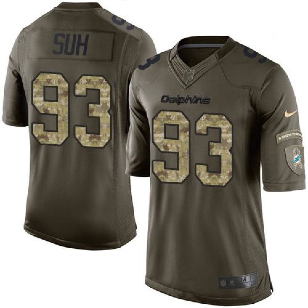 Dolphins #93 Ndamukong Suh Green Men's Stitched NFL Limited Salute to Service Jersey